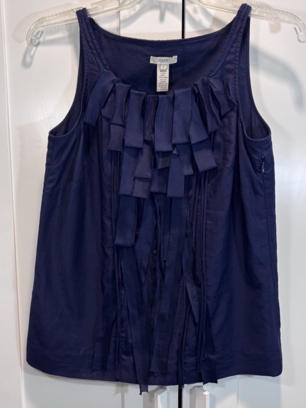 J. Crew Silk and Cotton Sleeveless Top Blouse Navy Blue Women's Size 0